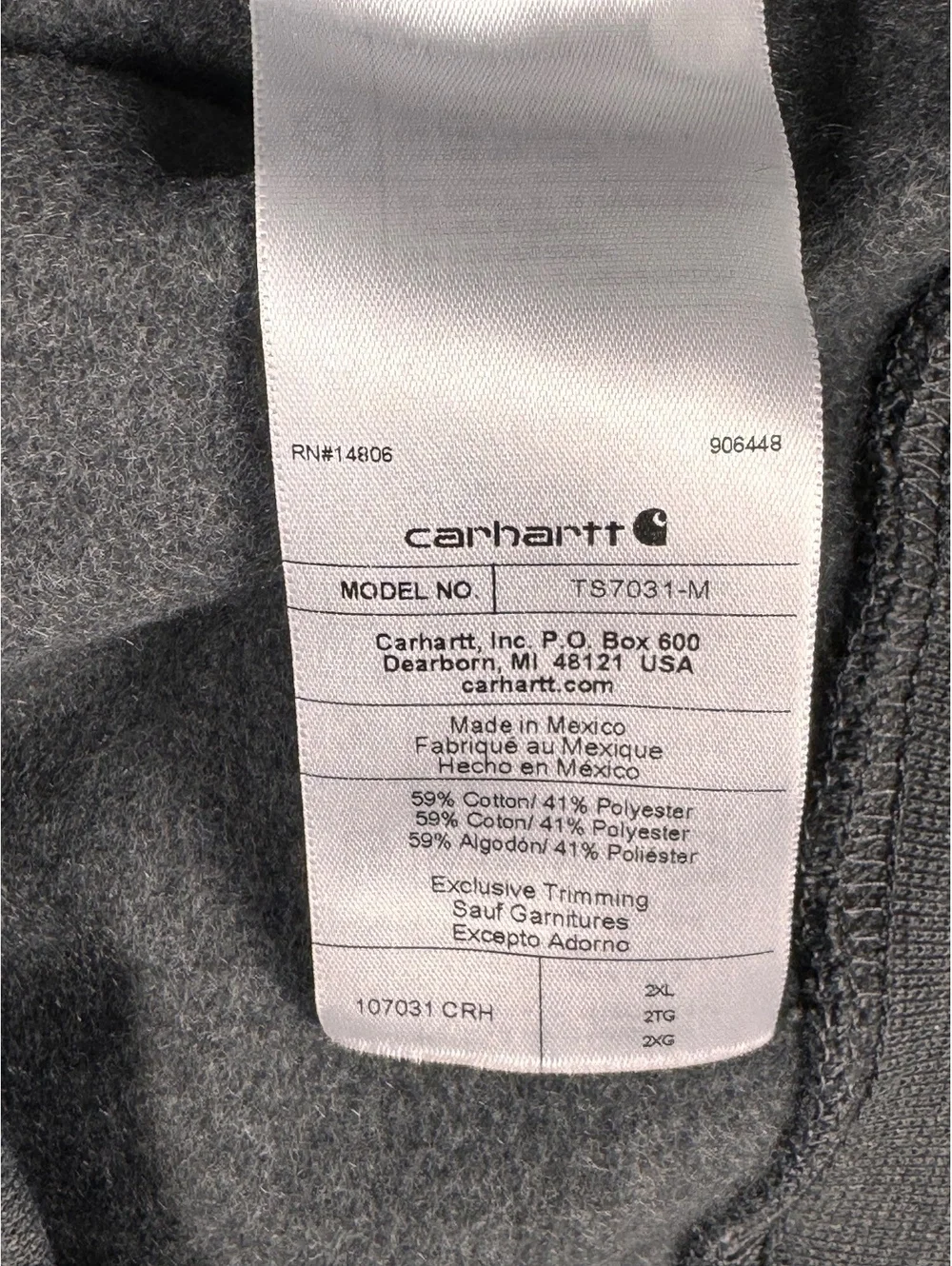 Carhartt Rain Defender 1889 hoodie men’s 2XL NWT Gray